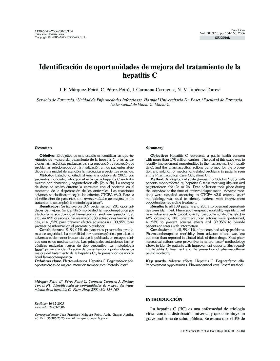 Identificación de oportunidades de mejora del tratamiento de la hepatitis C