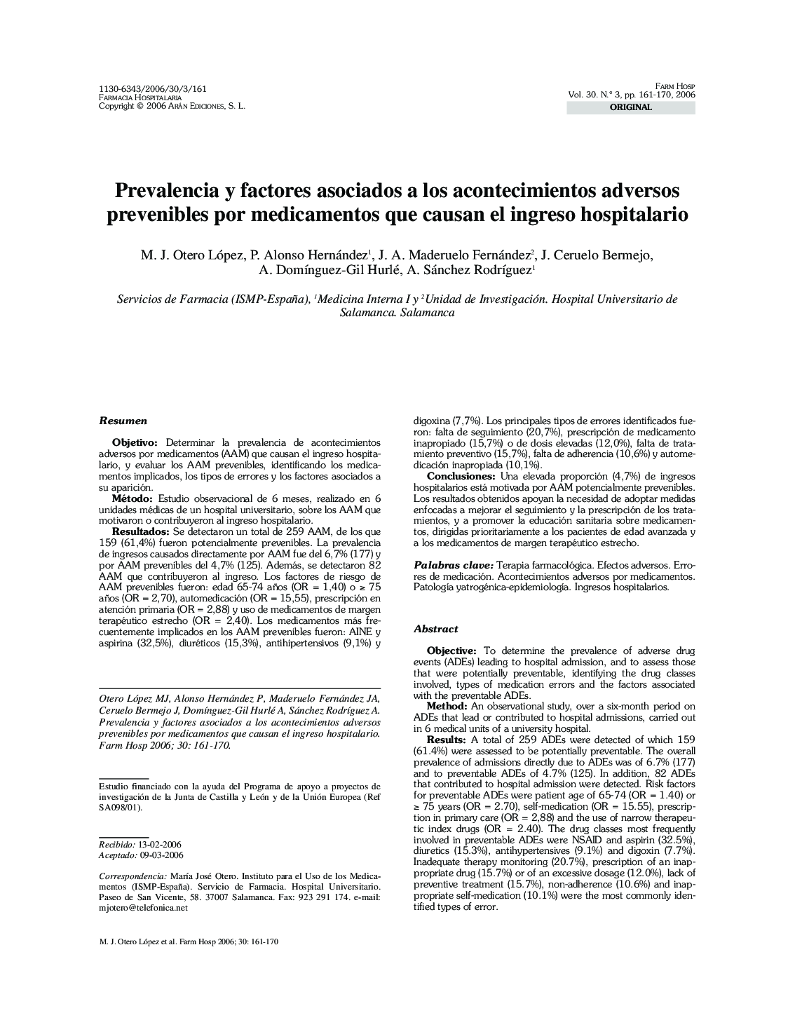 Prevalencia y factores asociados a los acontecimientos adversos prevenibles por medicamentos que causan el ingreso hospitalario