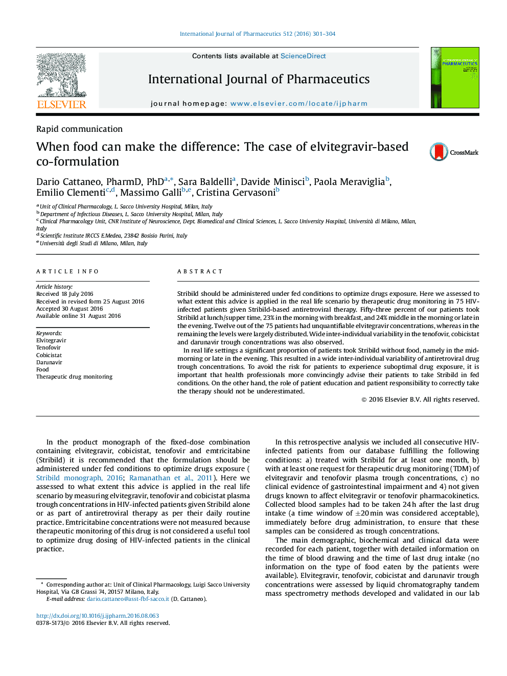 When food can make the difference: The case of elvitegravir-based co-formulation