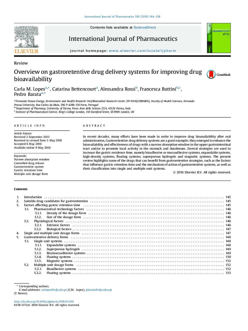 Overview on gastroretentive drug delivery systems for improving drug bioavailability