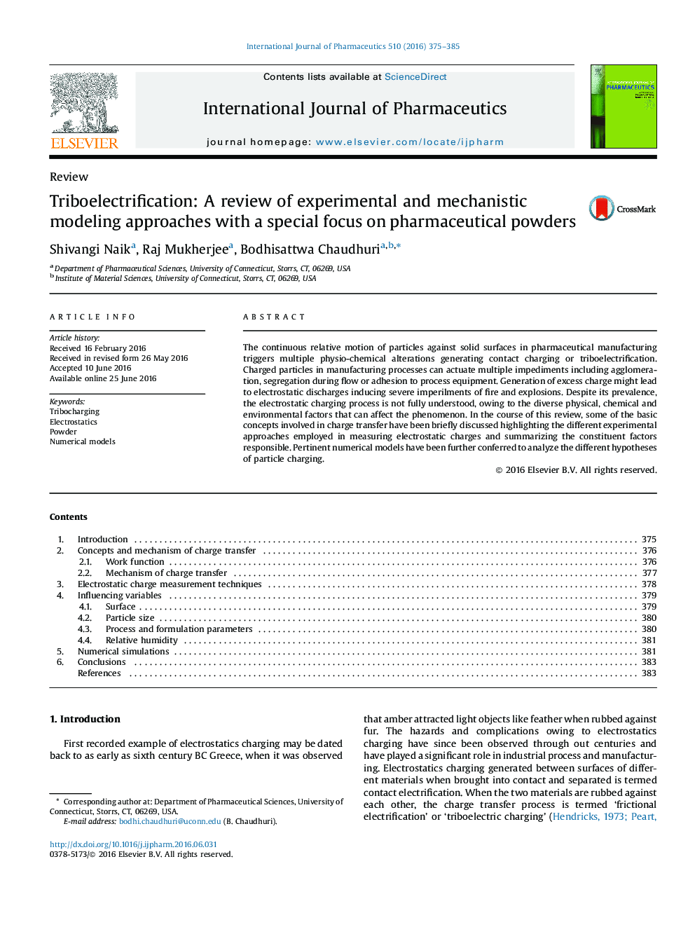 Triboelectrification: A review of experimental and mechanistic modeling approaches with a special focus on pharmaceutical powders