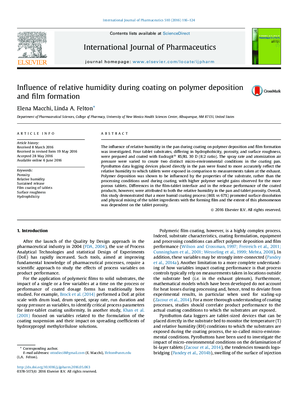 Influence of relative humidity during coating on polymer deposition and film formation