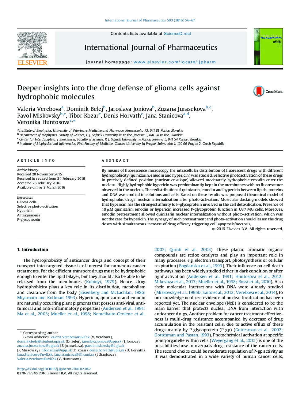 بینش عمیق تر در مورد دفاع از مواد مخدر از سلول های گلیوما در برابر مولکول های هیدروفوب 