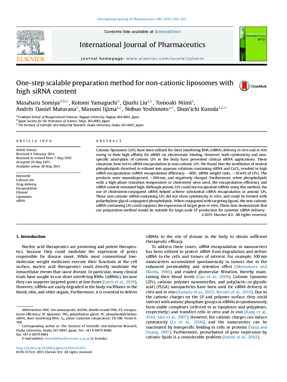 One-step scalable preparation method for non-cationic liposomes with high siRNA content