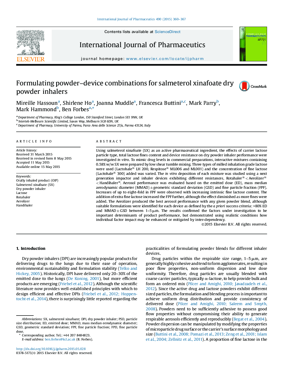 Formulating powder–device combinations for salmeterol xinafoate dry powder inhalers