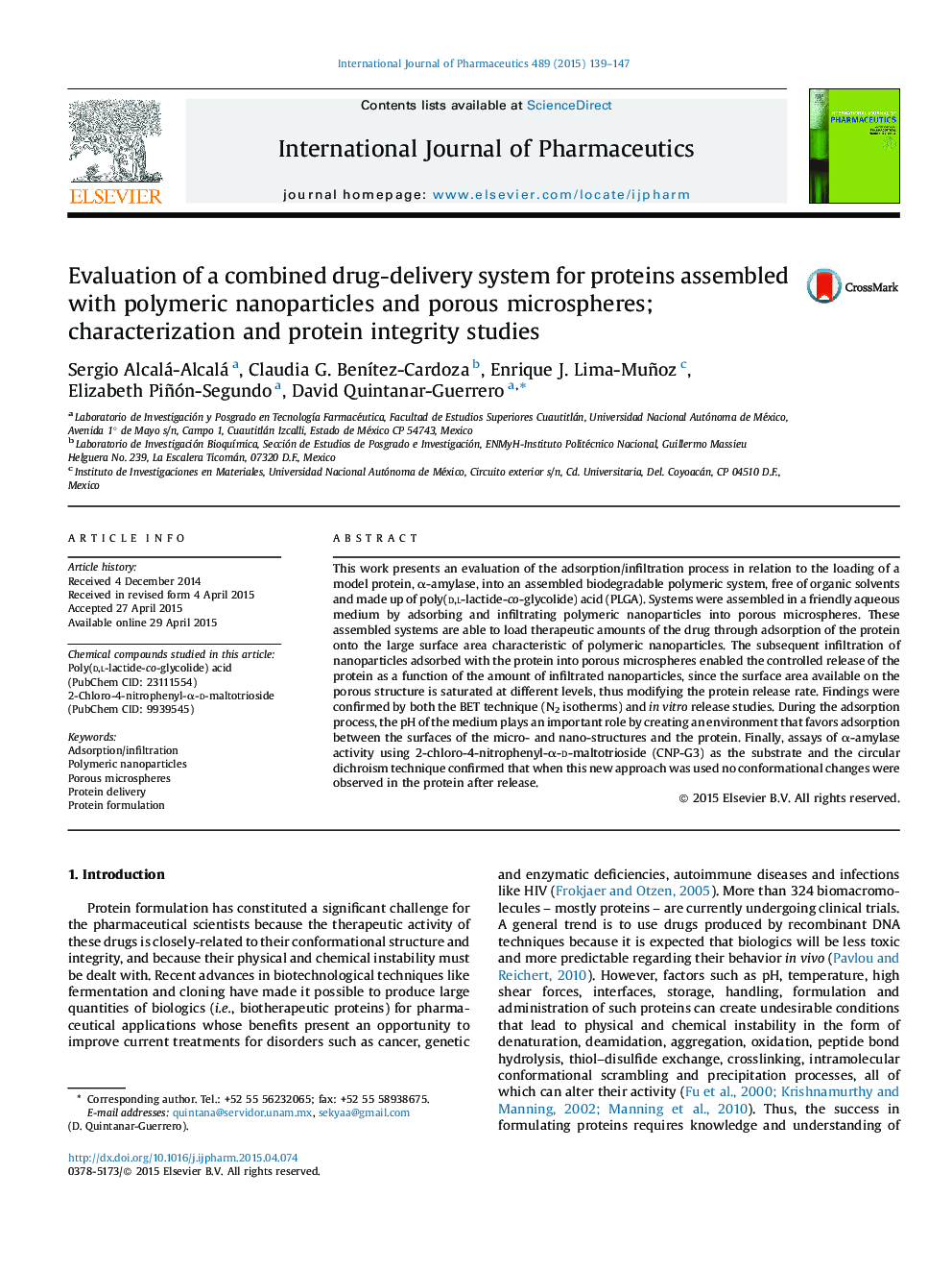 ارزیابی سیستم ترکیبی دارویی برای پروتئین های مونتاژ شده با نانوذرات پلیمری و میکروسپرس های متخلخل؛ توصیف و بررسی تمامیت پروتئین 