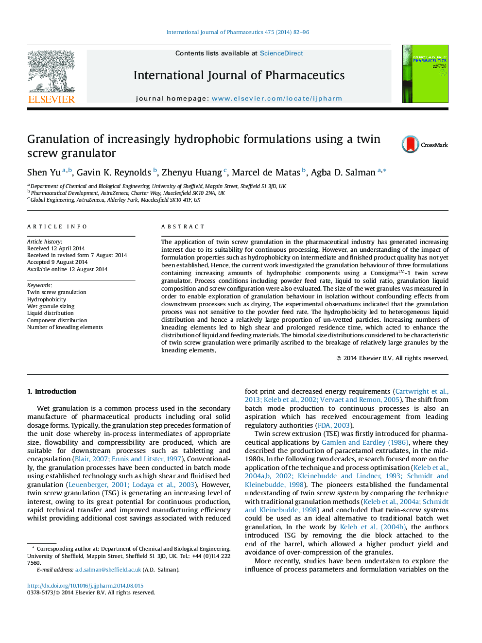 Granulation of increasingly hydrophobic formulations using a twin screw granulator