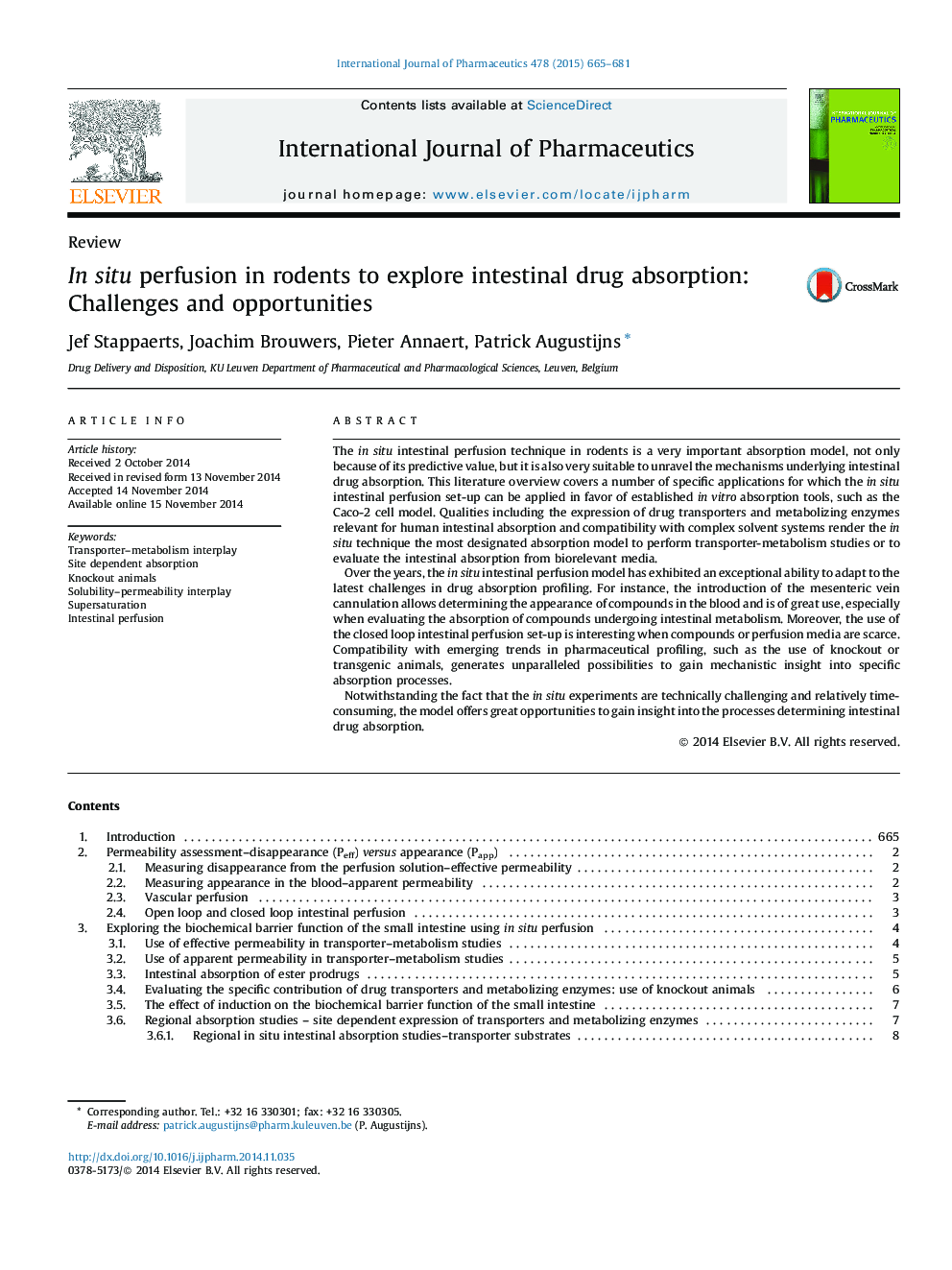 In situ perfusion in rodents to explore intestinal drug absorption: Challenges and opportunities