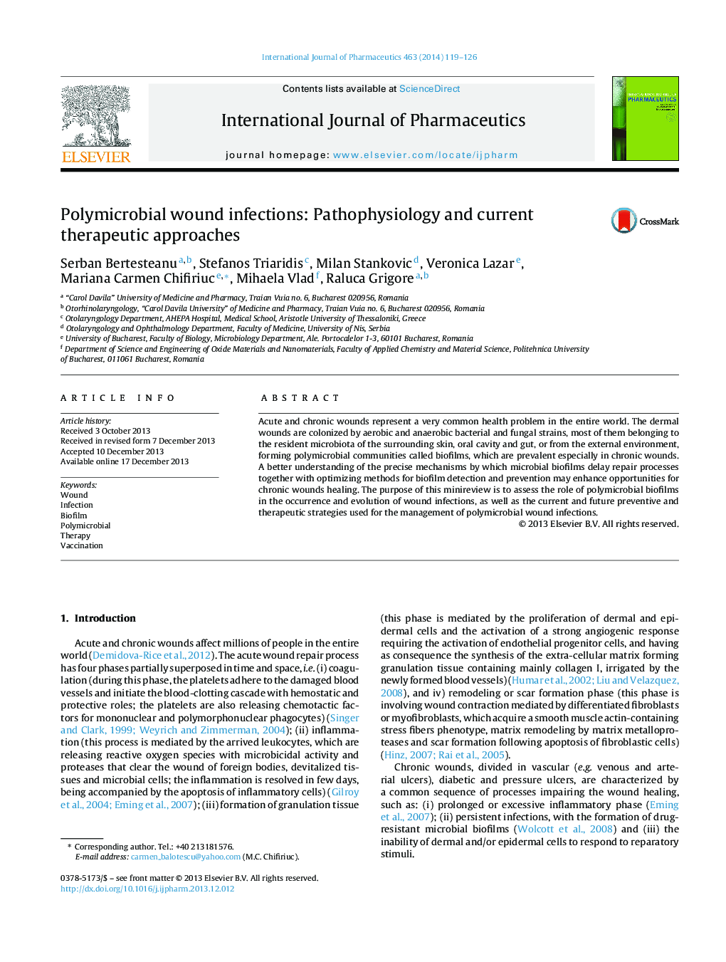 Polymicrobial wound infections: Pathophysiology and current therapeutic approaches