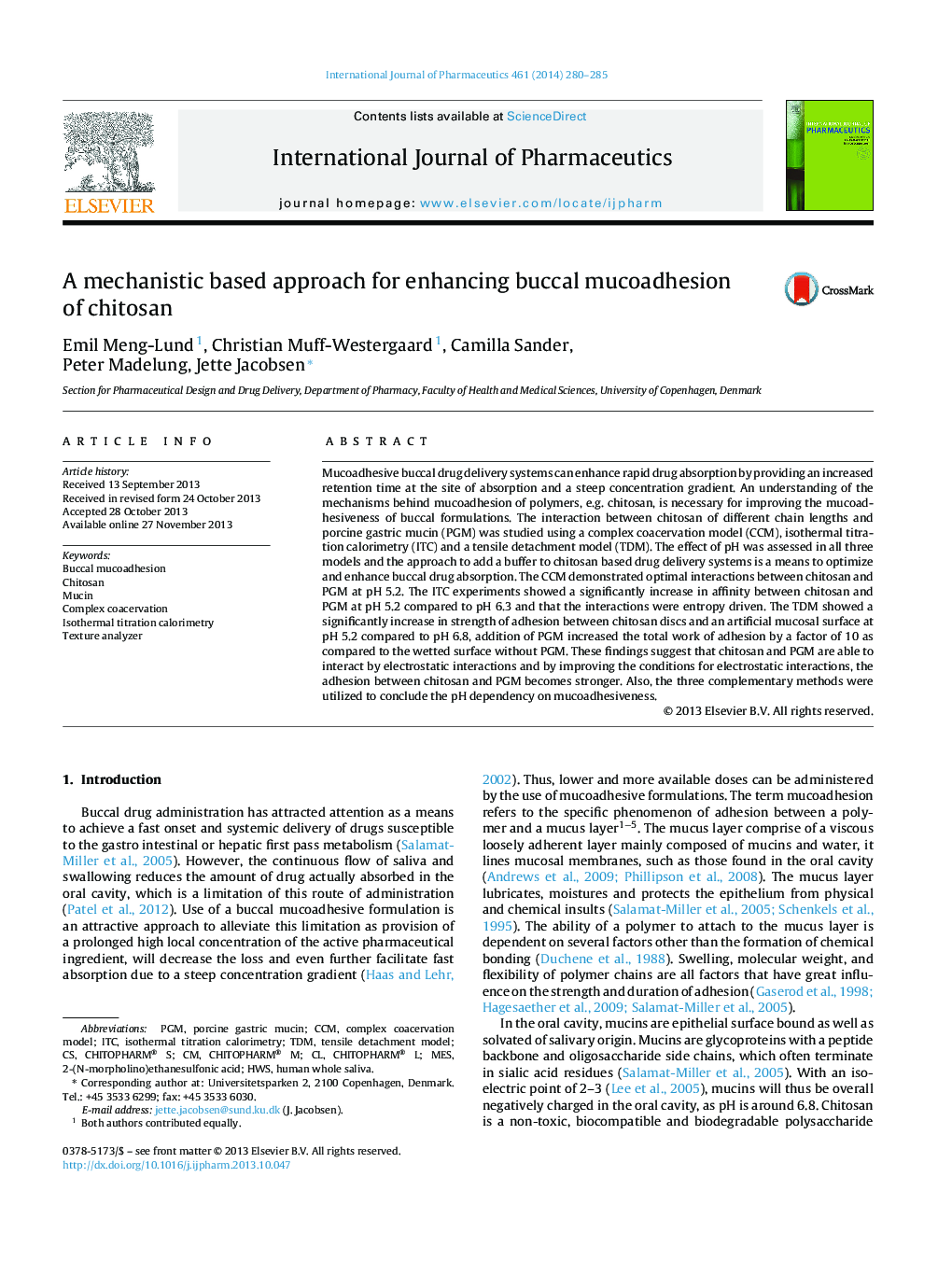 A mechanistic based approach for enhancing buccal mucoadhesion of chitosan