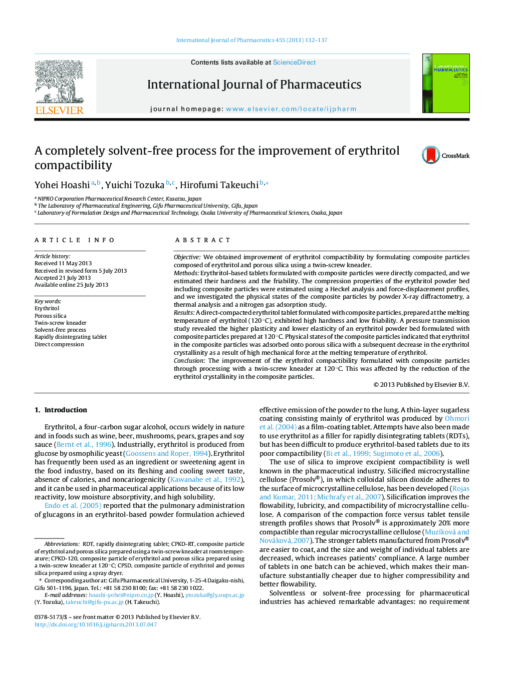 A completely solvent-free process for the improvement of erythritol compactibility