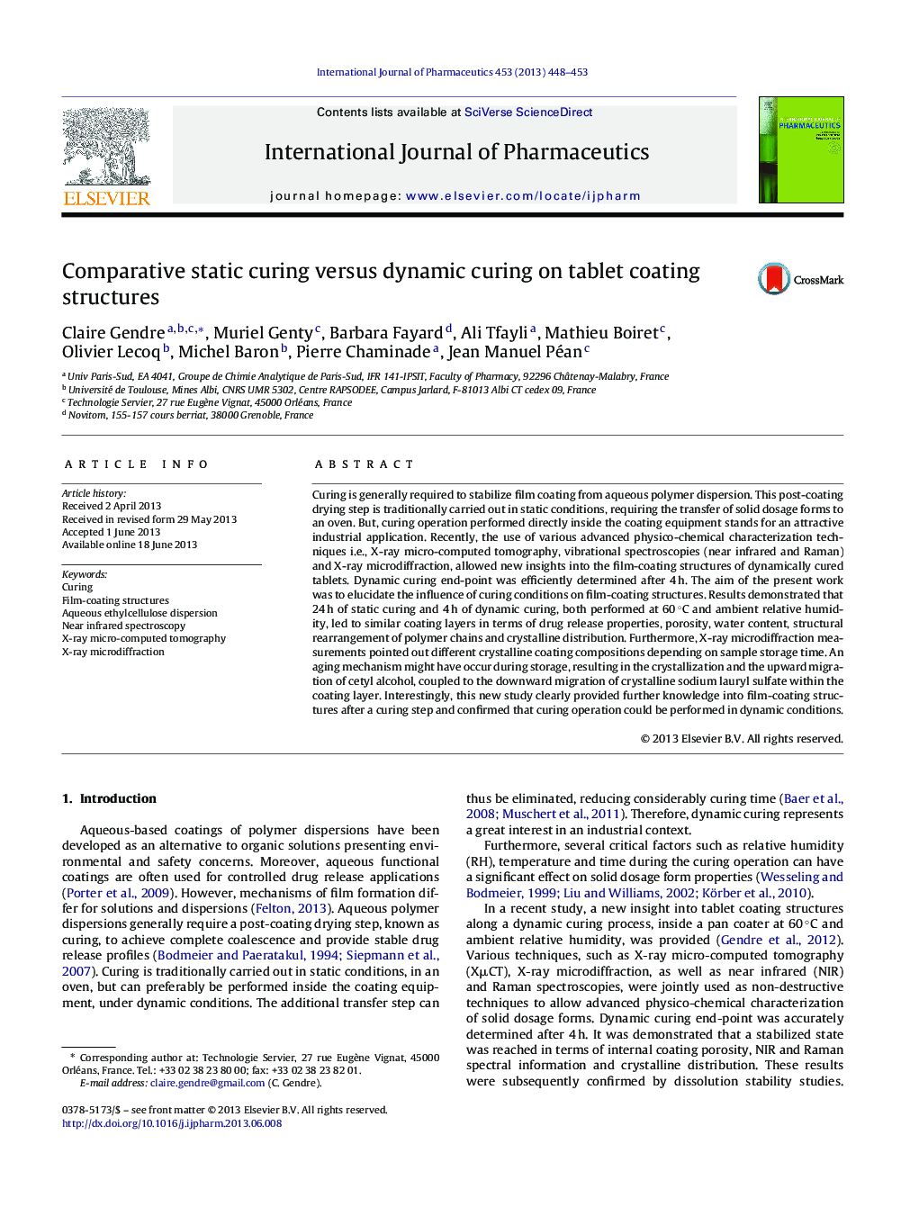 Comparative static curing versus dynamic curing on tablet coating structures