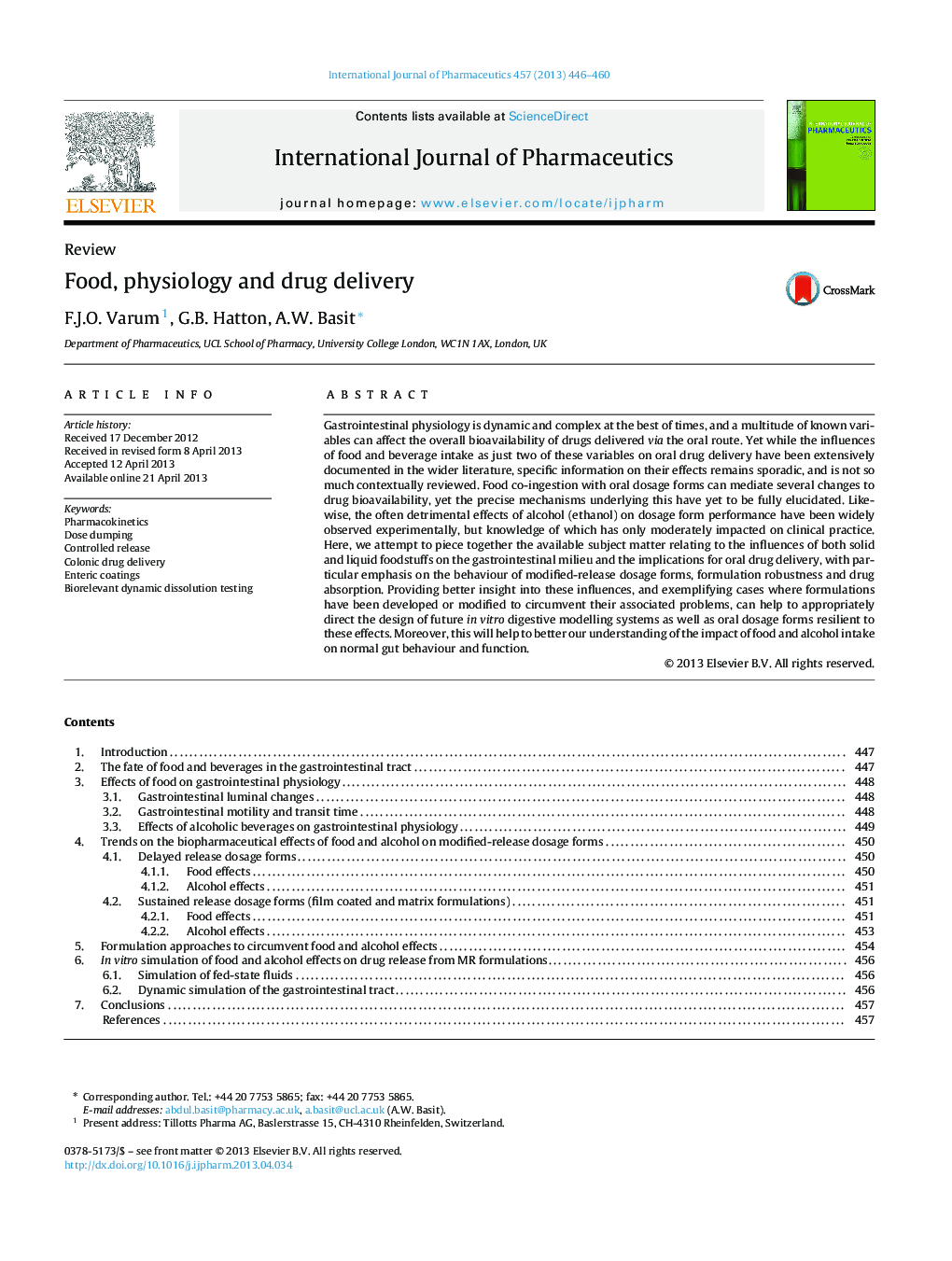 Food, physiology and drug delivery