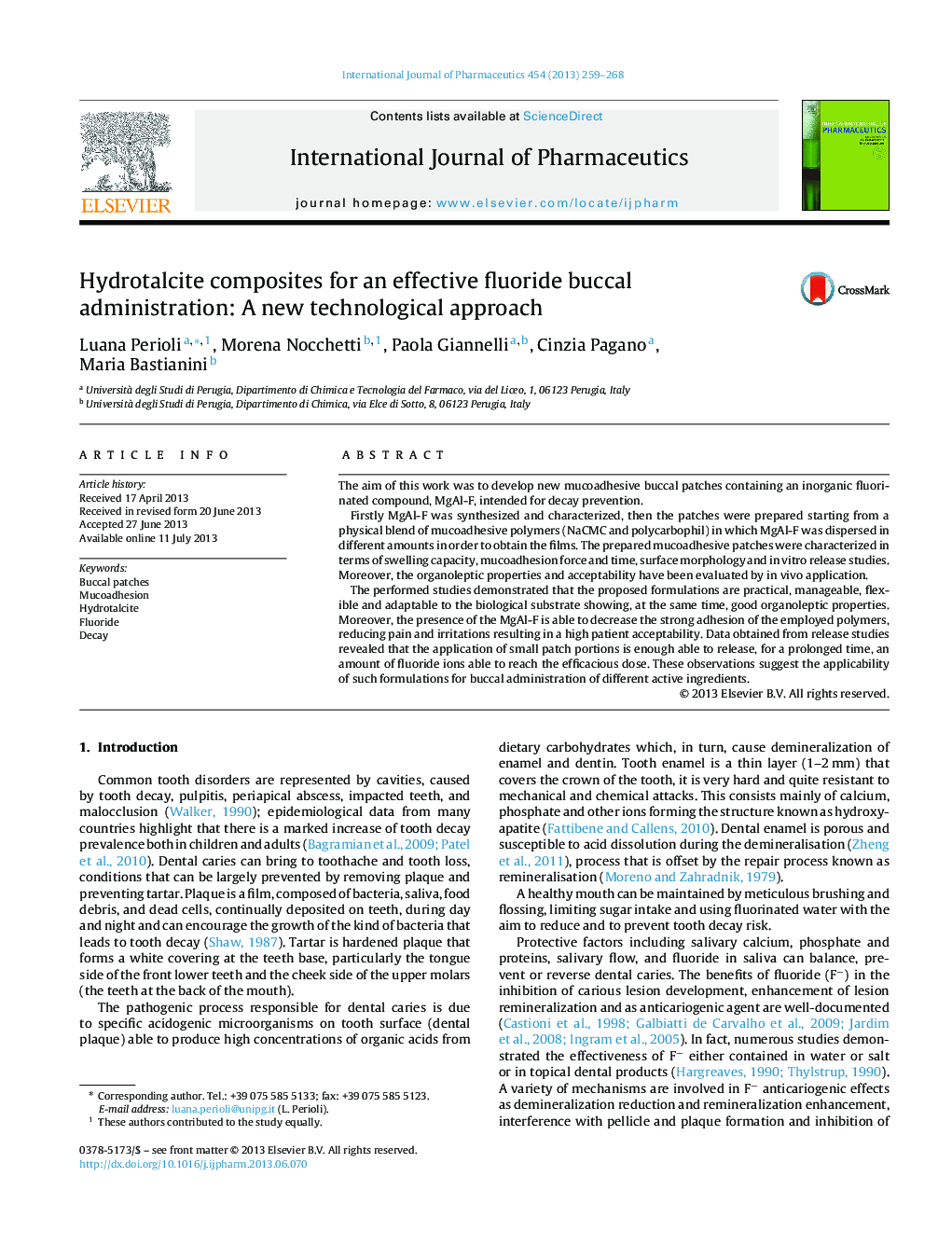 Hydrotalcite composites for an effective fluoride buccal administration: A new technological approach