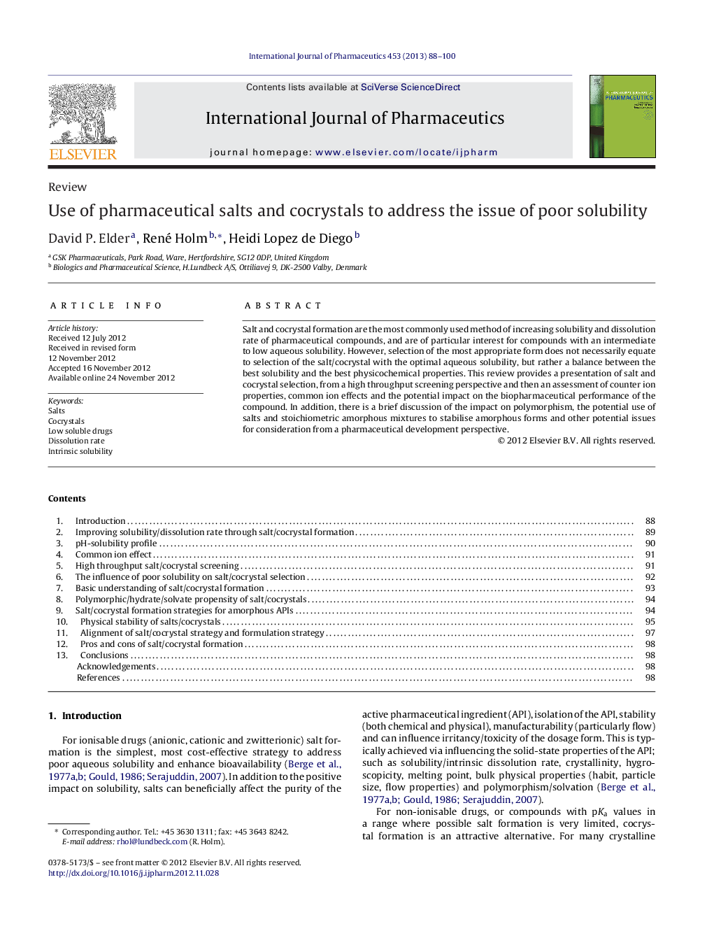 Use of pharmaceutical salts and cocrystals to address the issue of poor solubility