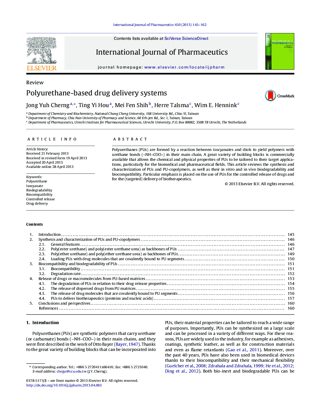 Polyurethane-based drug delivery systems