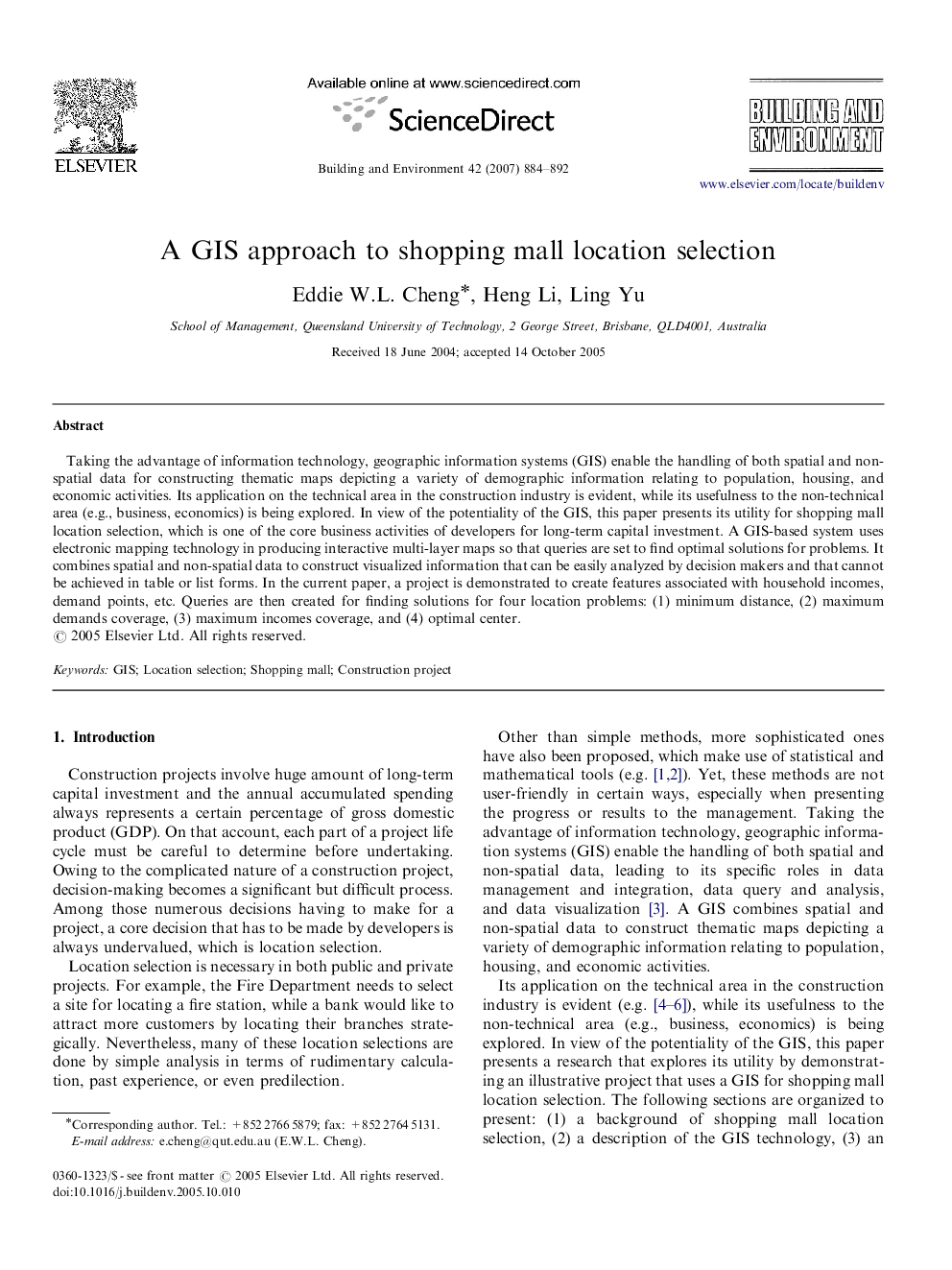عکس صفحه اول مقاله: A GIS approach to shopping mall location selection A GIS approach to shopping mall location selection