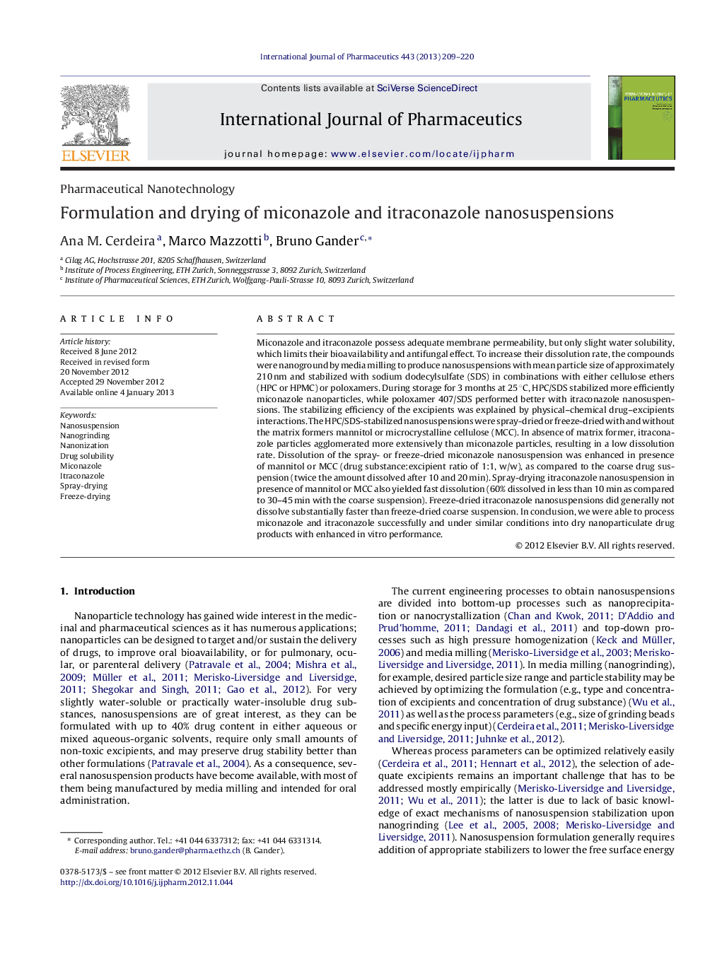 Formulation and drying of miconazole and itraconazole nanosuspensions