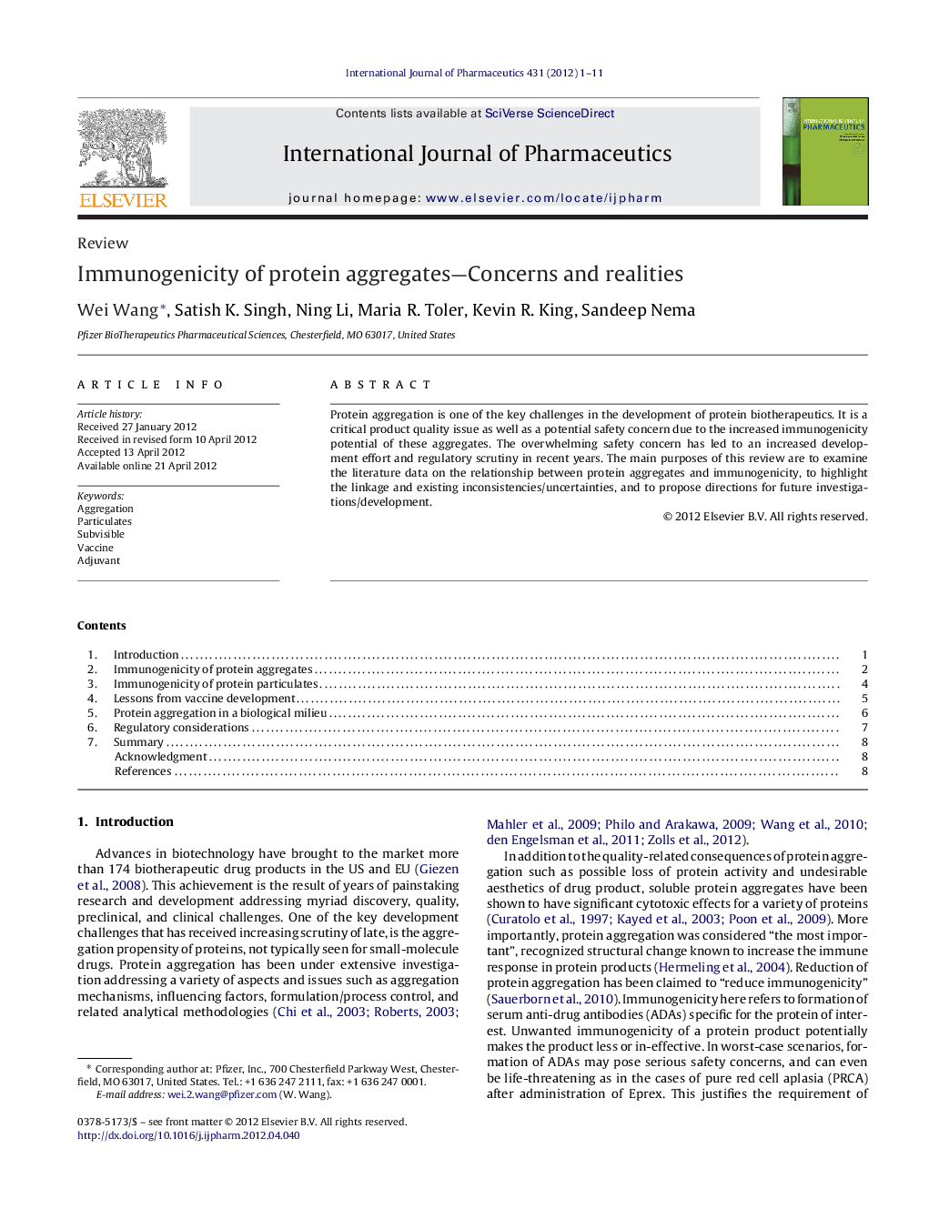 Immunogenicity of protein aggregates—Concerns and realities