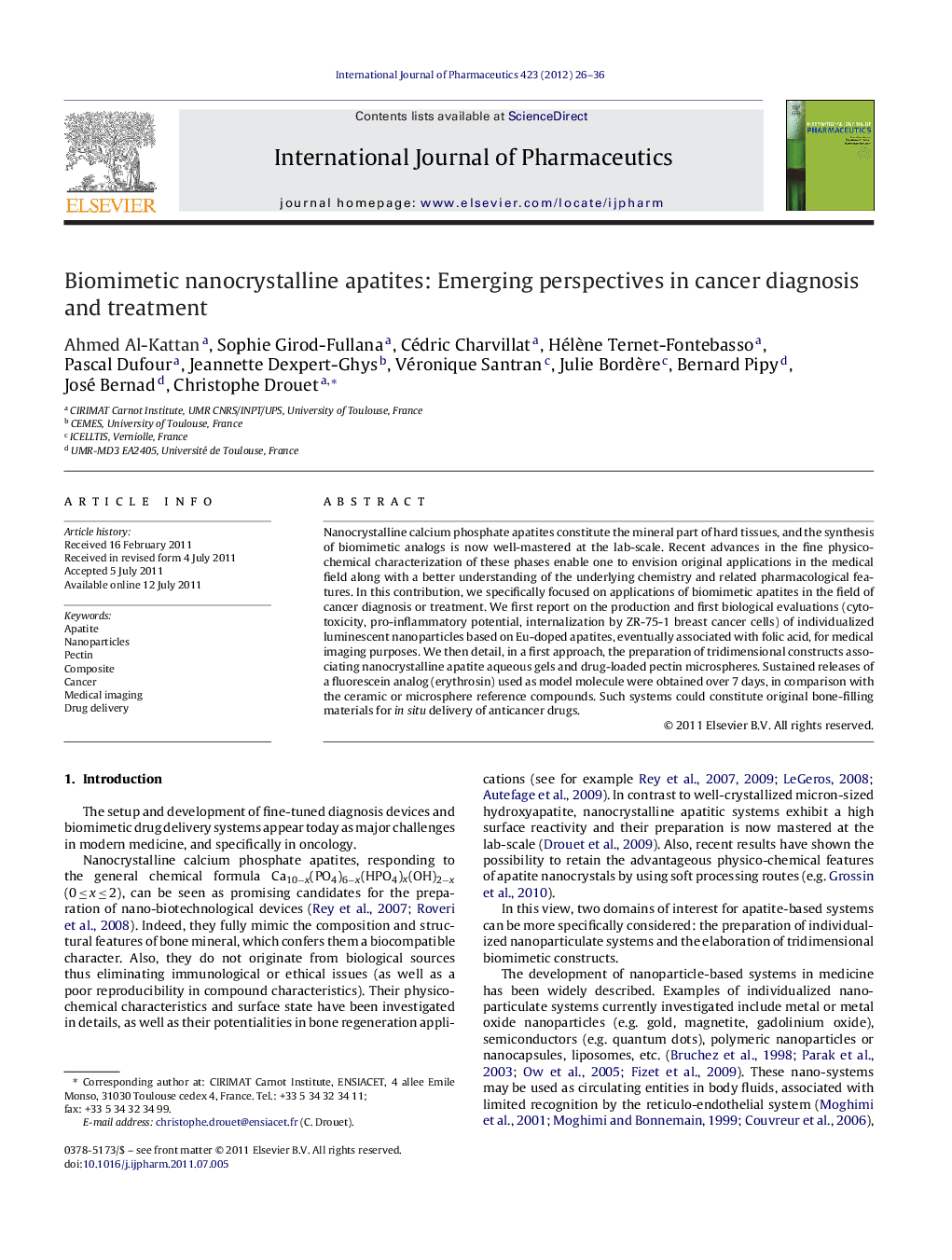 Biomimetic nanocrystalline apatites: Emerging perspectives in cancer diagnosis and treatment