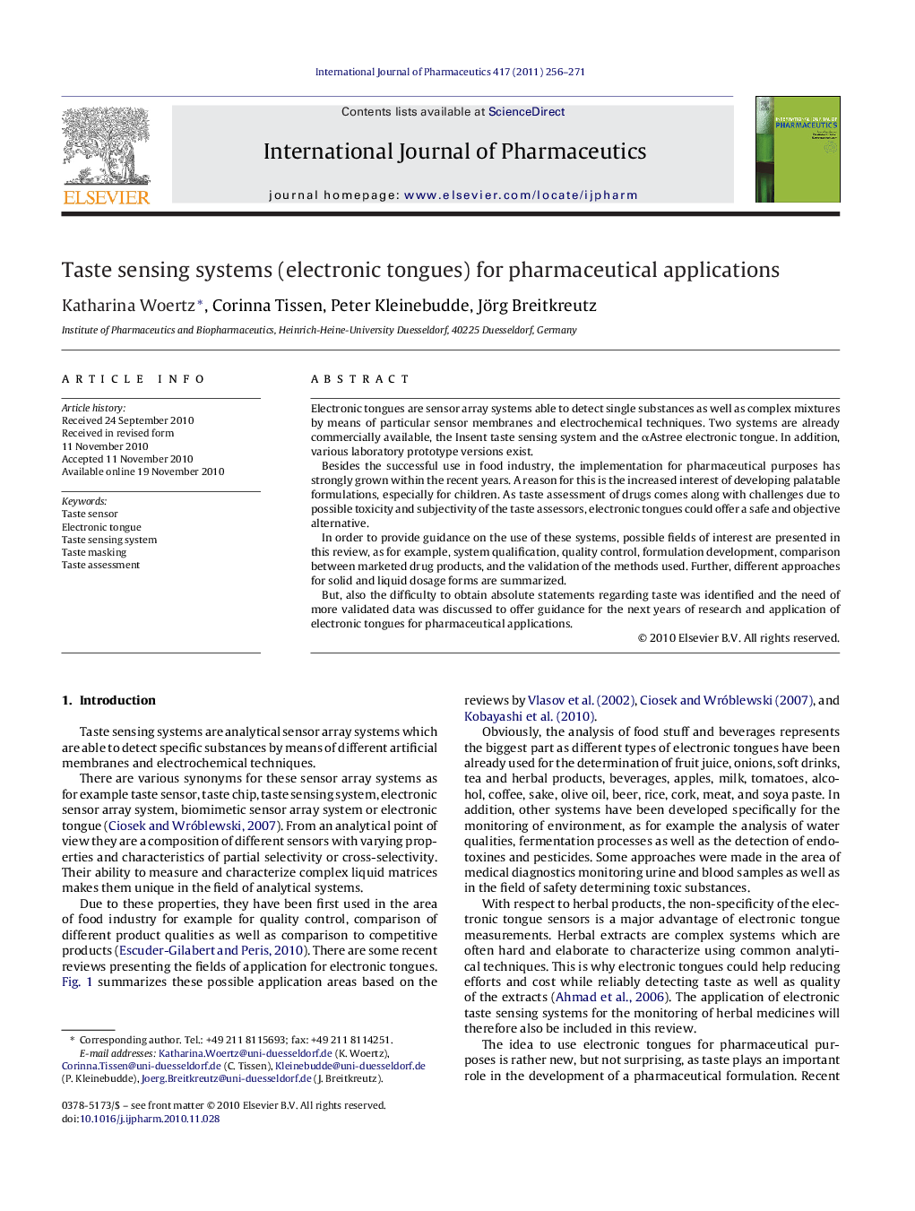 Taste sensing systems (electronic tongues) for pharmaceutical applications