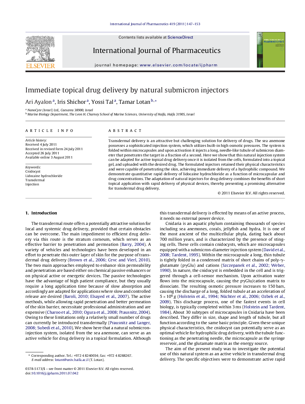 Immediate topical drug delivery by natural submicron injectors