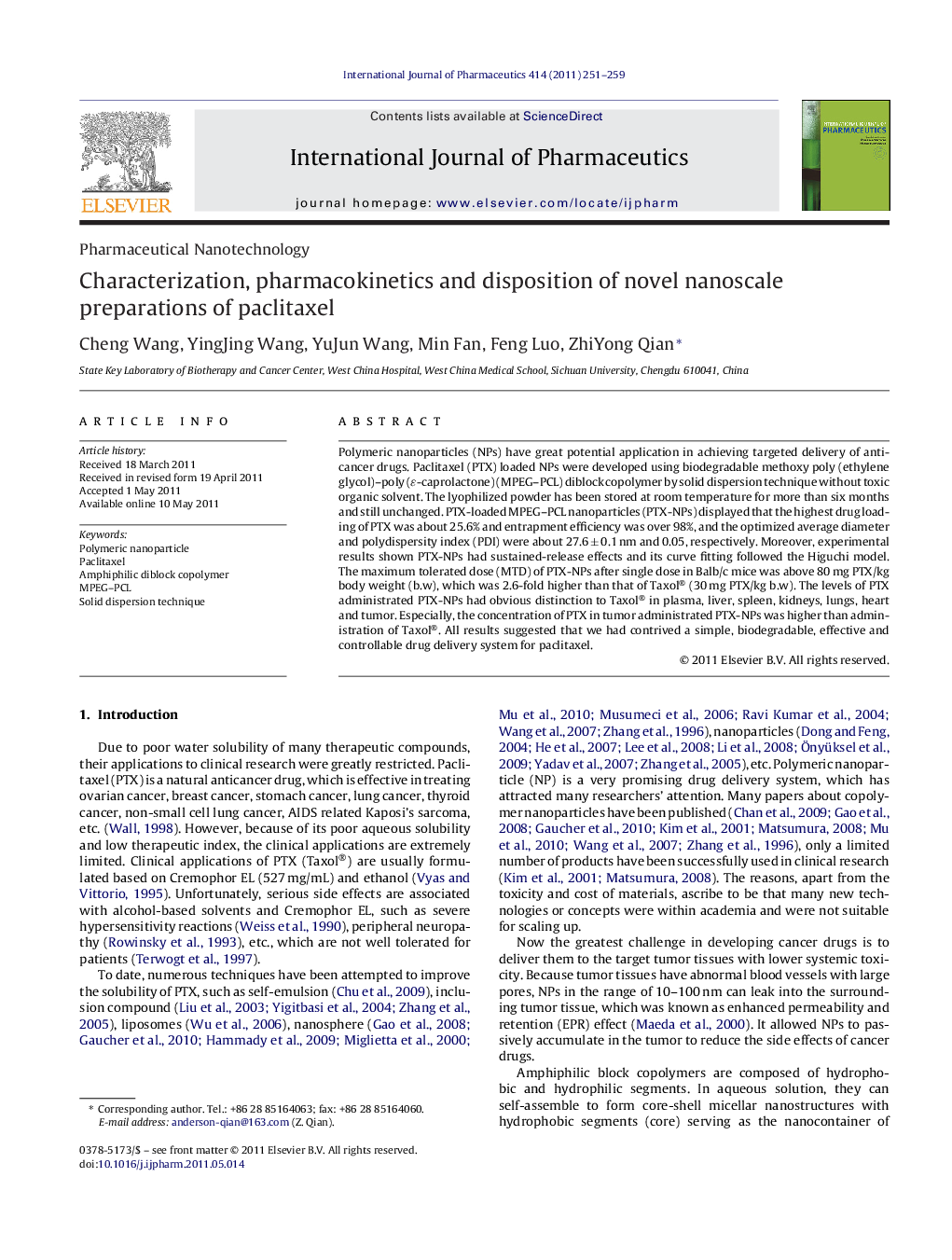 Characterization, pharmacokinetics and disposition of novel nanoscale preparations of paclitaxel