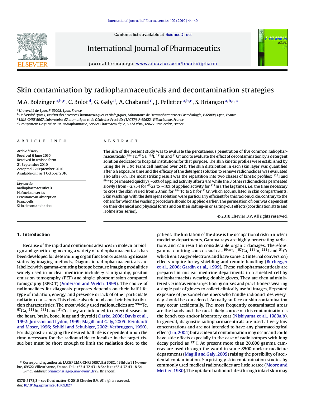Skin contamination by radiopharmaceuticals and decontamination strategies