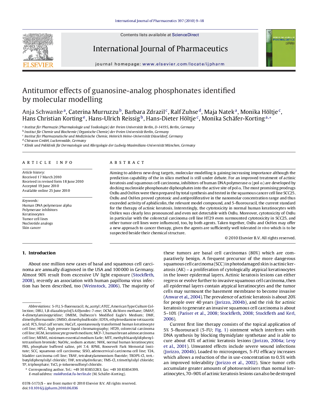 Antitumor effects of guanosine-analog phosphonates identified by molecular modelling