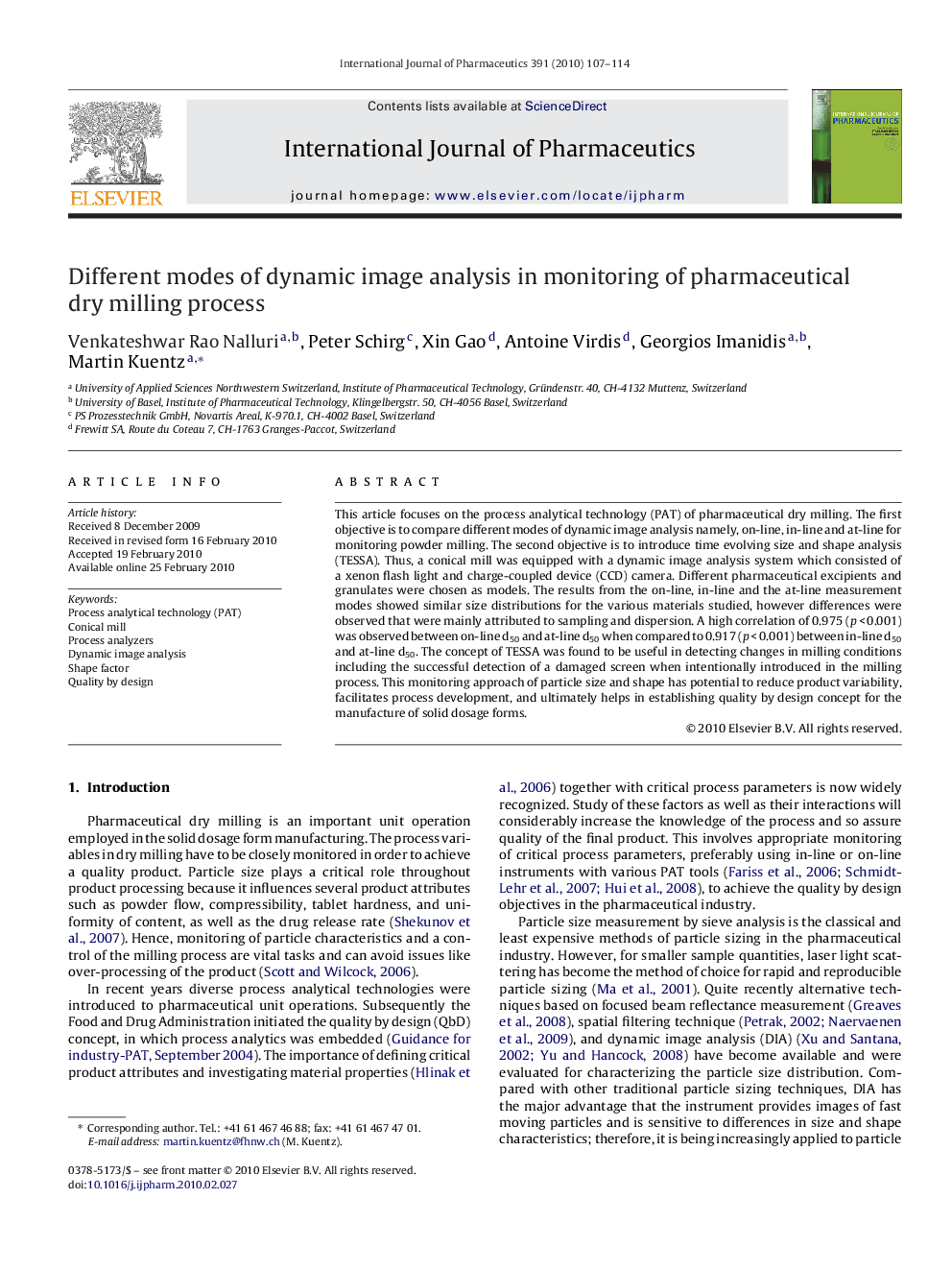 Different modes of dynamic image analysis in monitoring of pharmaceutical dry milling process