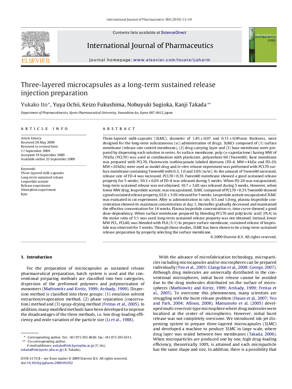 Three-layered microcapsules as a long-term sustained release injection preparation