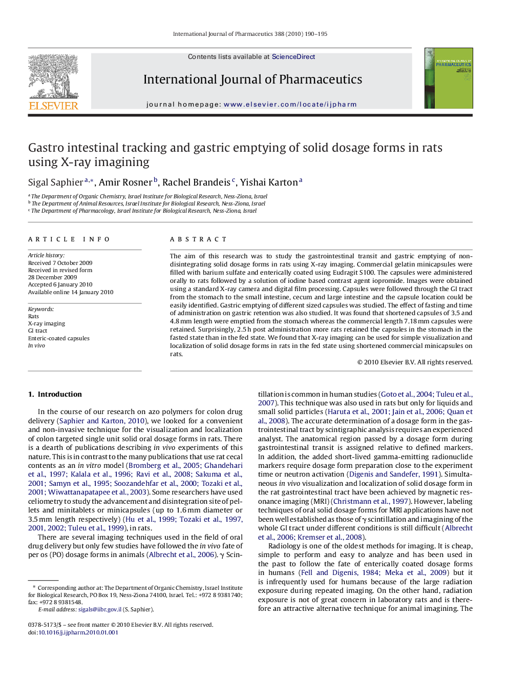 Gastro intestinal tracking and gastric emptying of solid dosage forms in rats using X-ray imagining