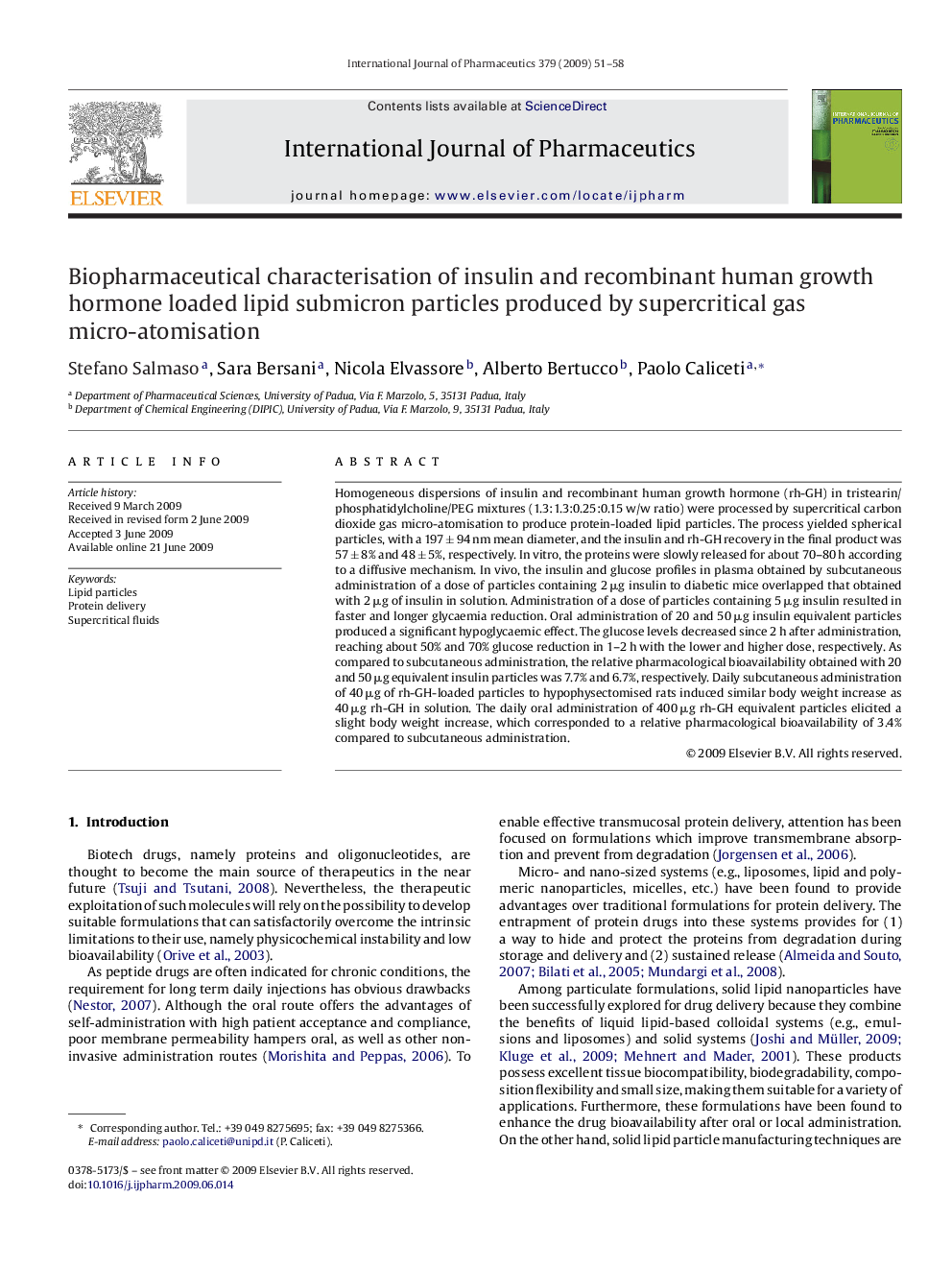 Biopharmaceutical characterisation of insulin and recombinant human growth hormone loaded lipid submicron particles produced by supercritical gas micro-atomisation