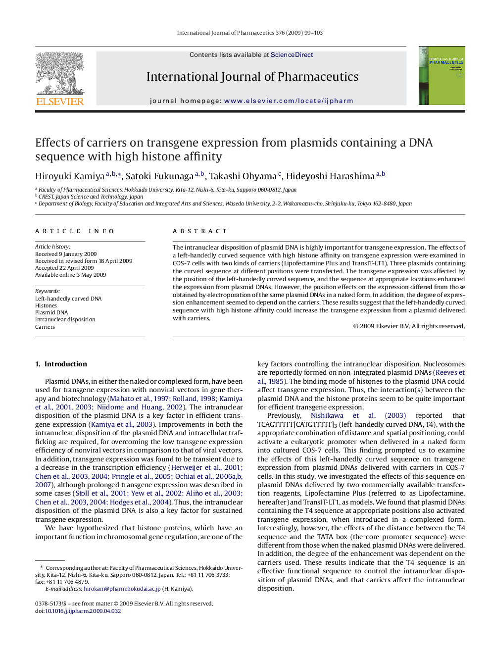 Effects of carriers on transgene expression from plasmids containing a DNA sequence with high histone affinity