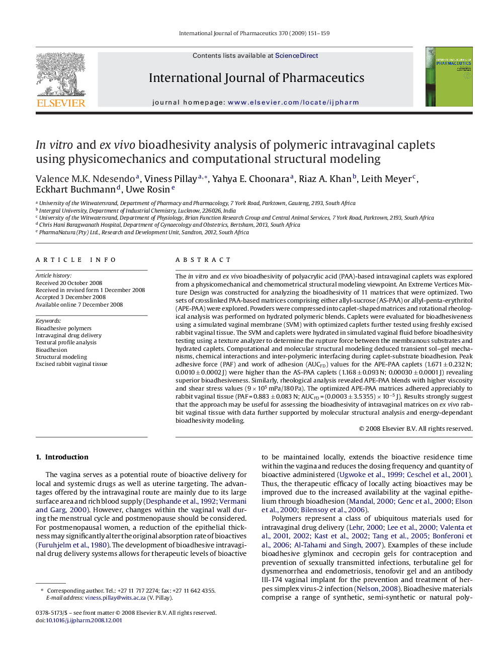 In vitro and ex vivo bioadhesivity analysis of polymeric intravaginal caplets using physicomechanics and computational structural modeling