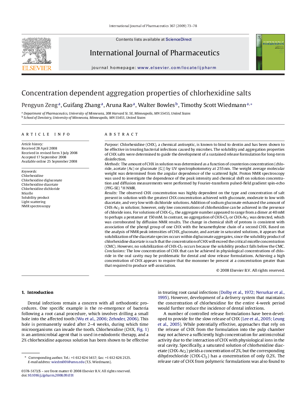 Concentration dependent aggregation properties of chlorhexidine salts