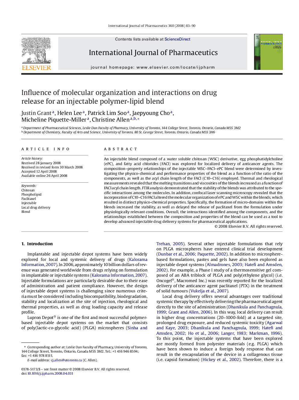 Influence of molecular organization and interactions on drug release for an injectable polymer-lipid blend