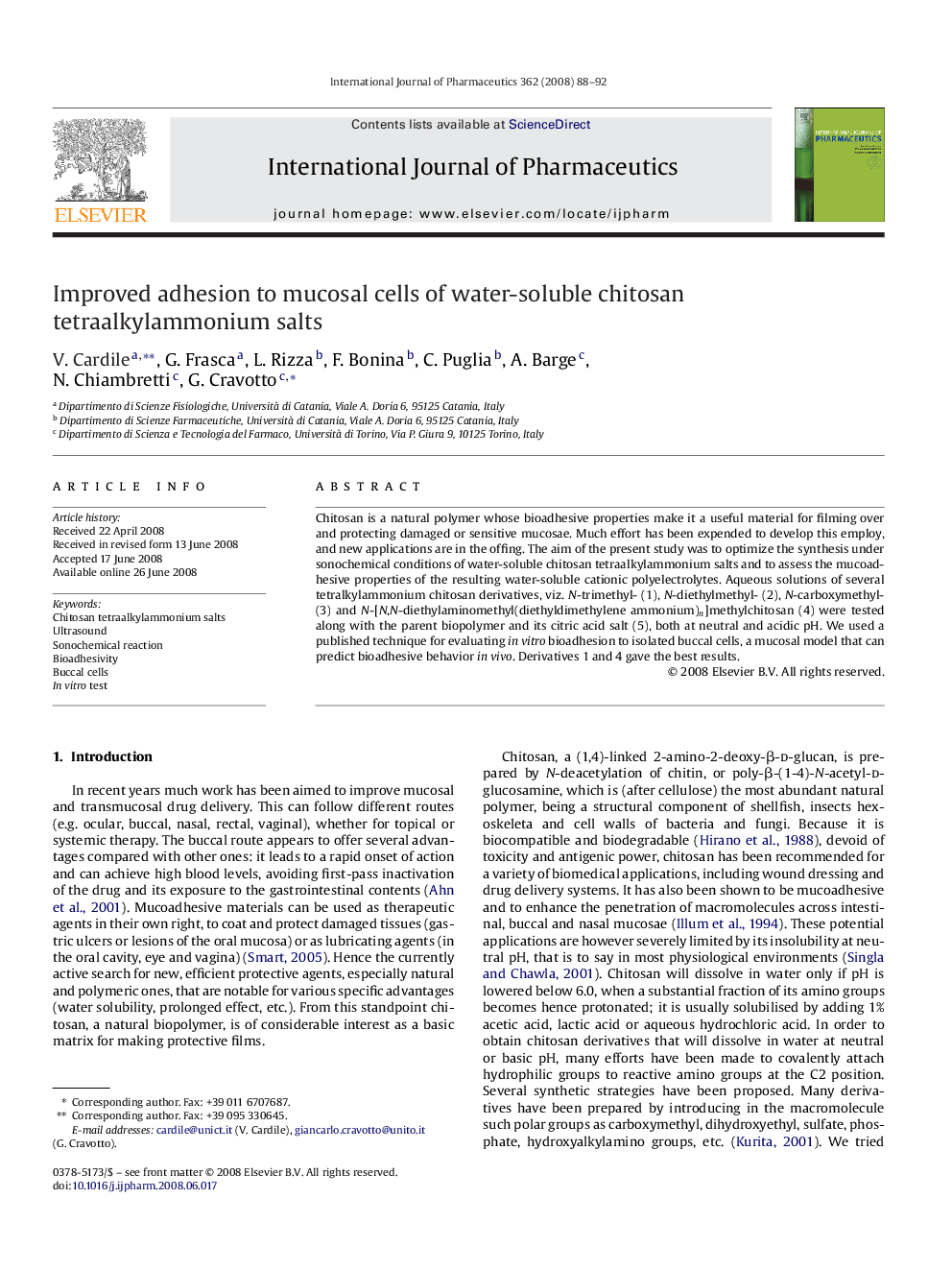 Improved adhesion to mucosal cells of water-soluble chitosan tetraalkylammonium salts