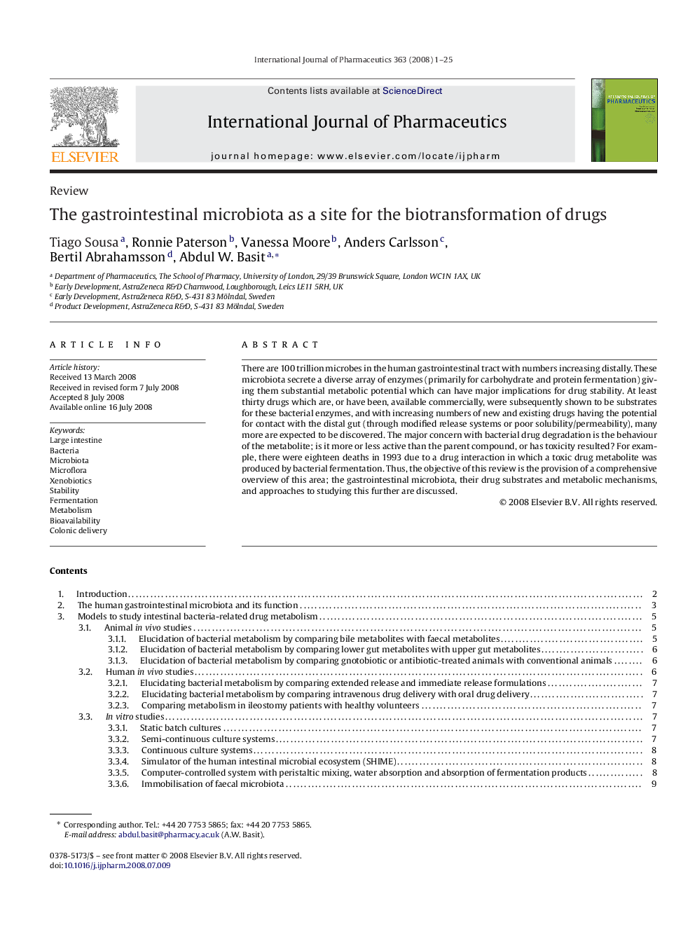 The gastrointestinal microbiota as a site for the biotransformation of drugs