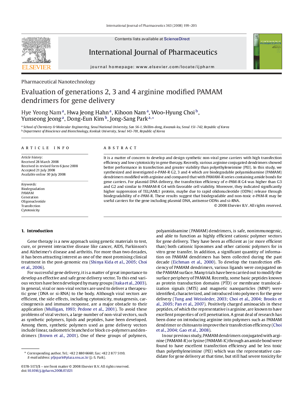 Evaluation of generations 2, 3 and 4 arginine modified PAMAM dendrimers for gene delivery