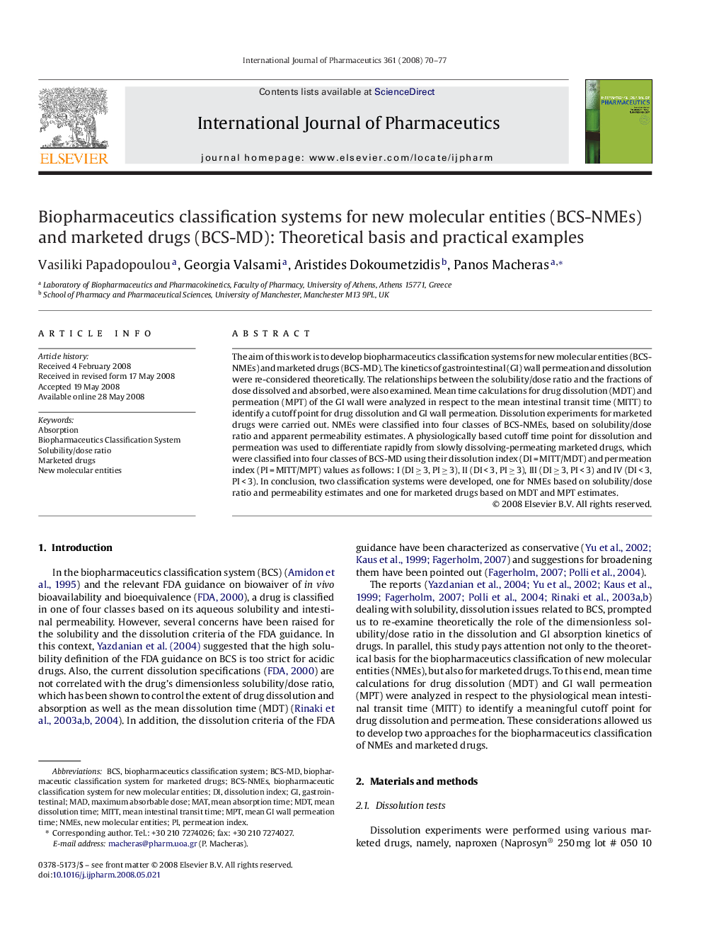 Biopharmaceutics classification systems for new molecular entities (BCS-NMEs) and marketed drugs (BCS-MD): Theoretical basis and practical examples