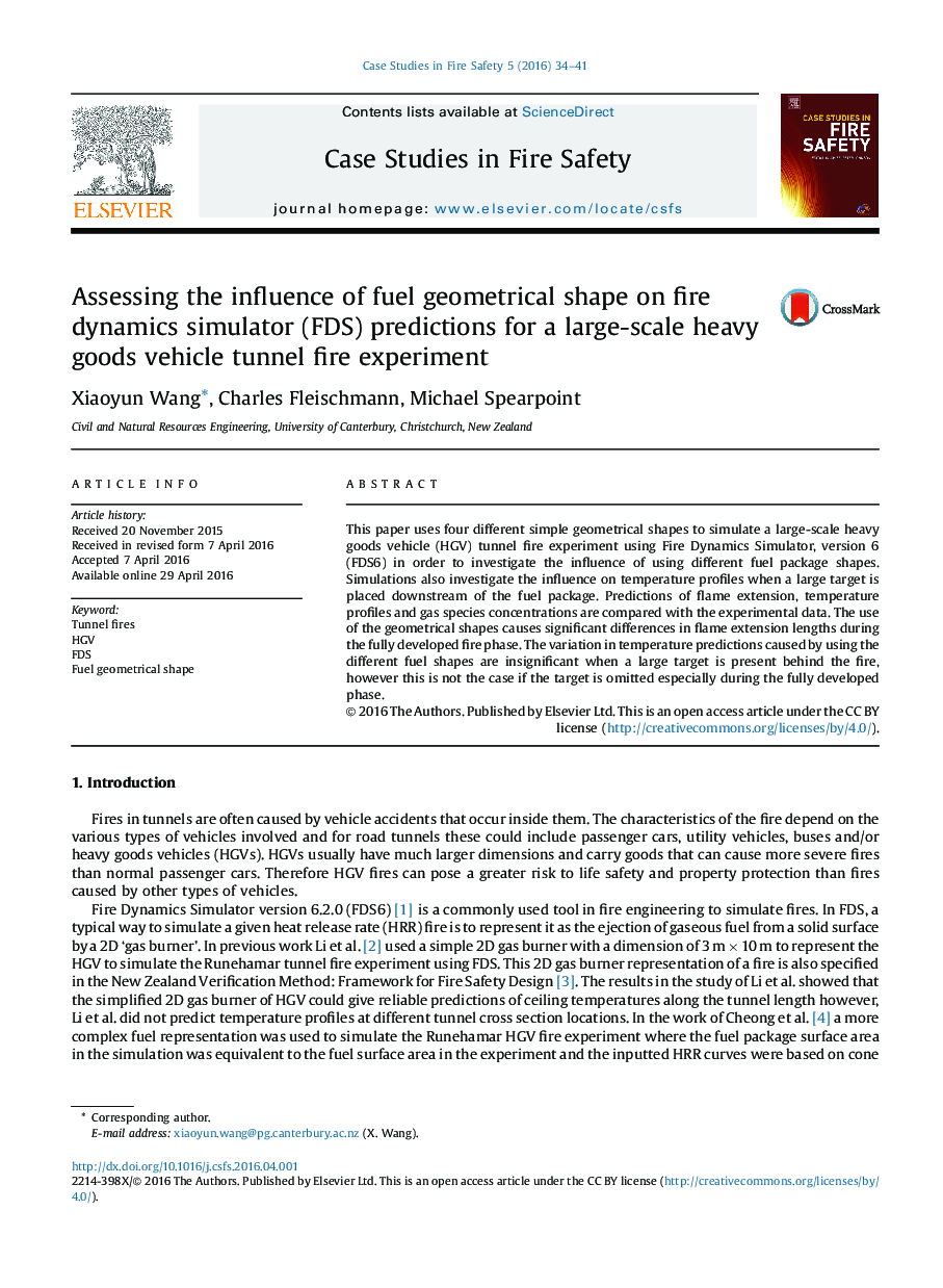 Assessing the influence of fuel geometrical shape on fire dynamics simulator (FDS) predictions for a large-scale heavy goods vehicle tunnel fire experiment