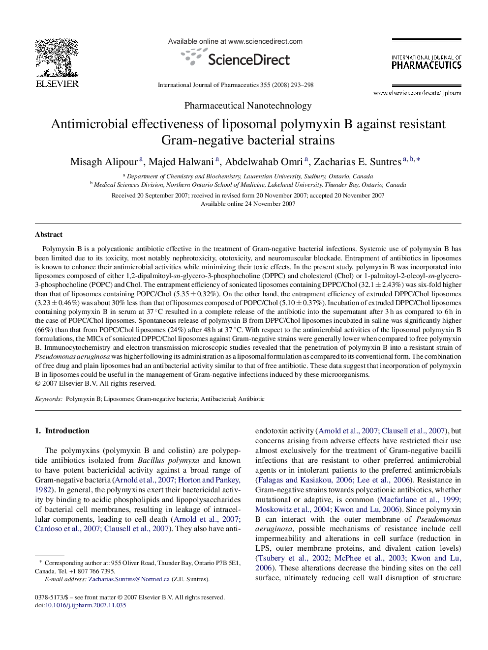 Antimicrobial effectiveness of liposomal polymyxin B against resistant Gram-negative bacterial strains