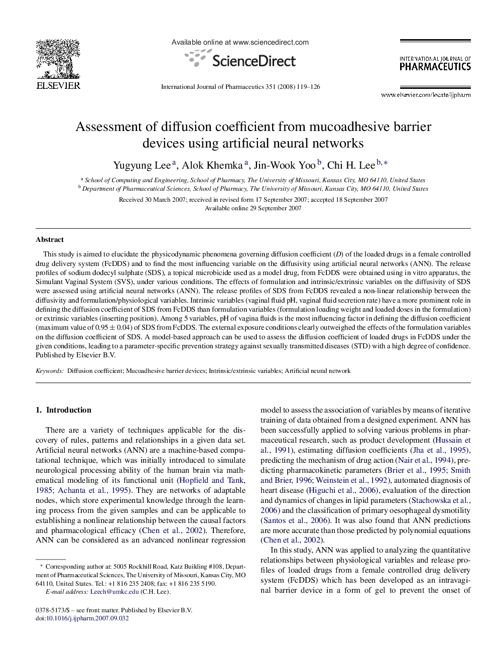 Assessment of diffusion coefficient from mucoadhesive barrier devices using artificial neural networks