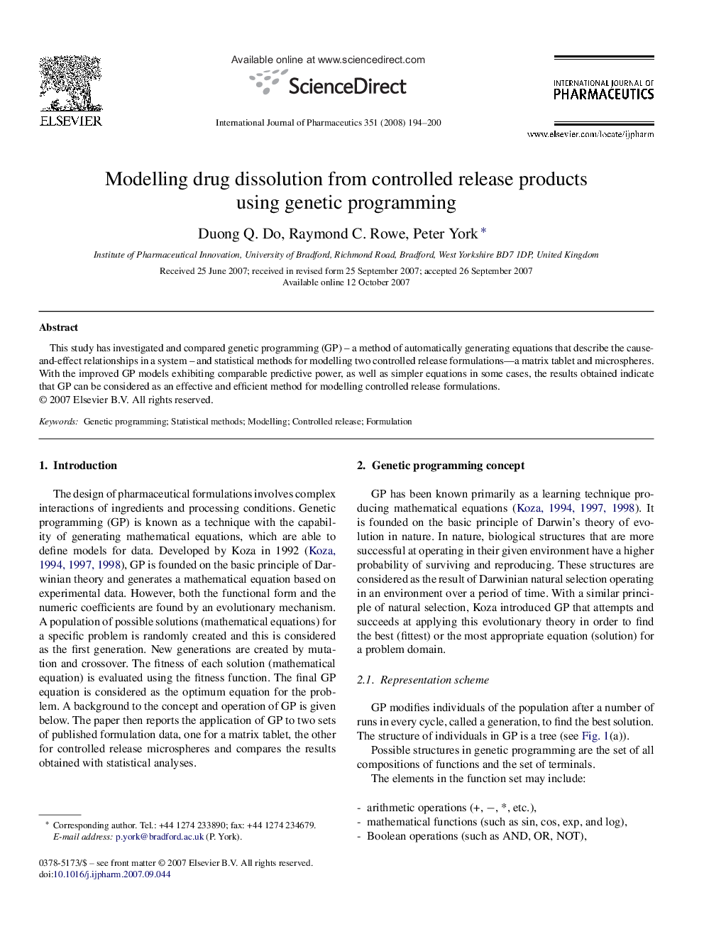 Modelling drug dissolution from controlled release products using genetic programming