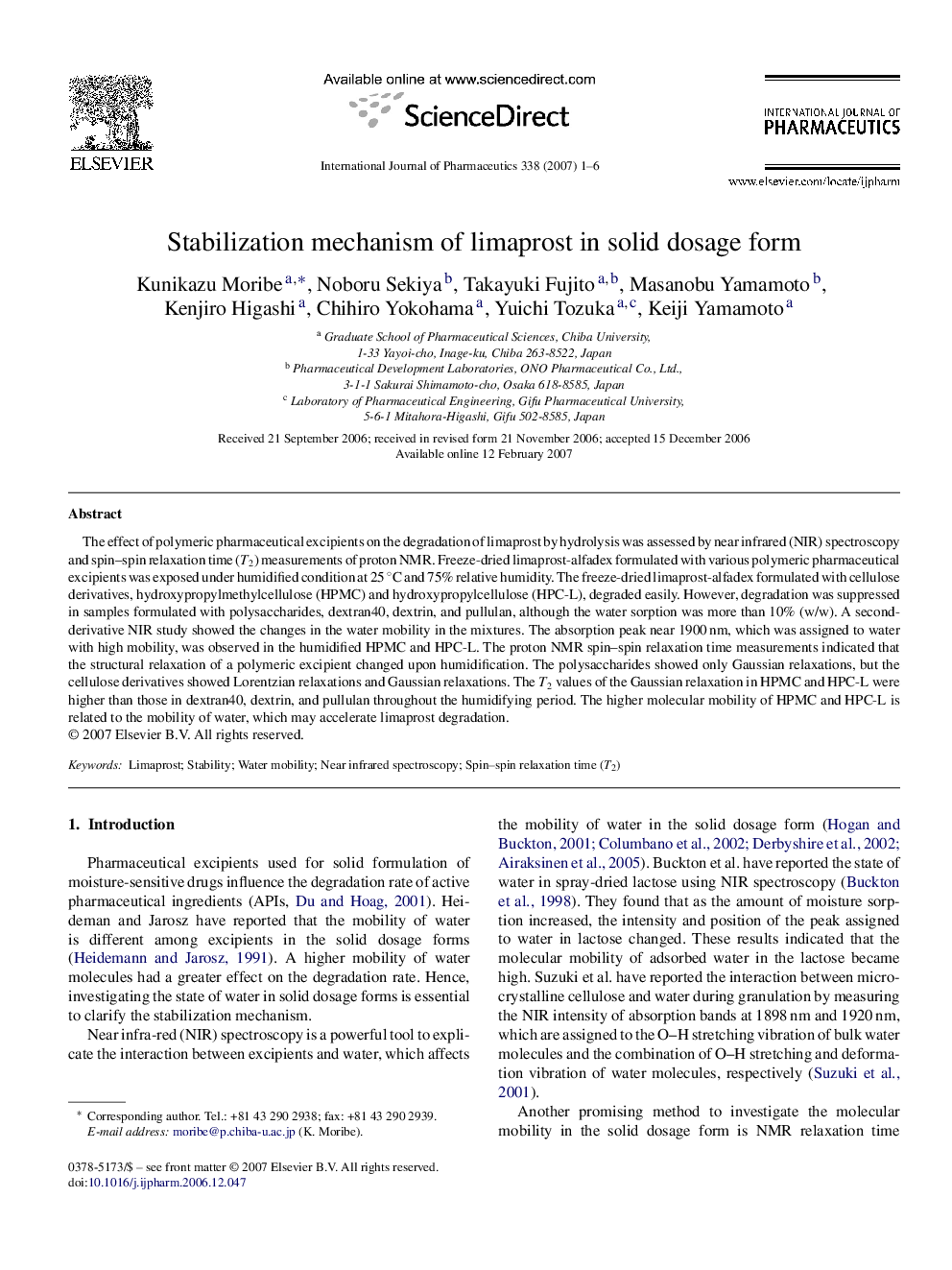 Stabilization mechanism of limaprost in solid dosage form