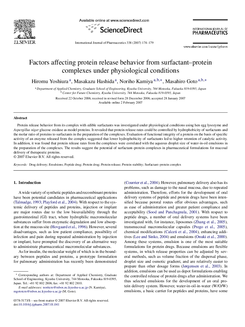 Factors affecting protein release behavior from surfactant–protein complexes under physiological conditions