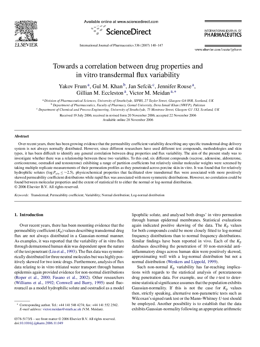 Towards a correlation between drug properties and in vitro transdermal flux variability