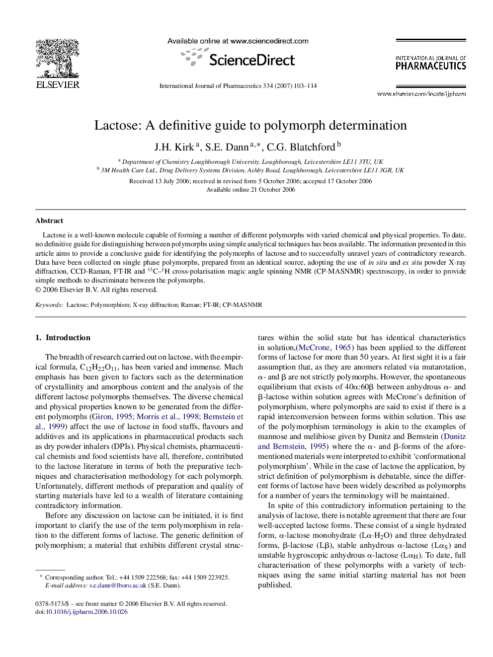 Lactose: A definitive guide to polymorph determination