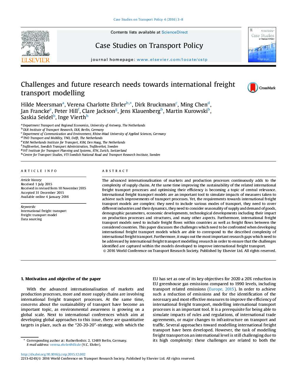 Challenges and future research needs towards international freight transport modelling